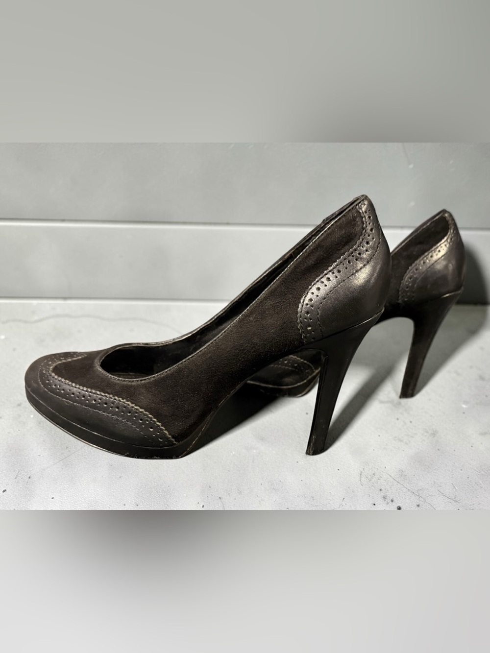 Ralph Lauren Dark Brown Leather High Heel Pumps